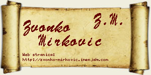 Zvonko Mirković vizit kartica